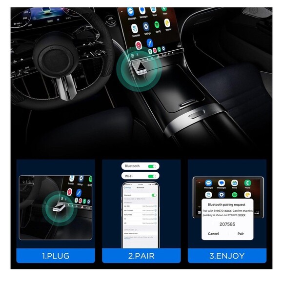 Android Auto Wireless Adapter, Convert Factory Wired to Wireless BY967D Carplay - Picture 4 of 13